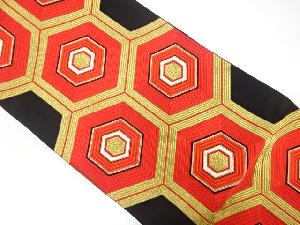 アンティーク　亀甲重ね模様織り出し袋帯(着用可)